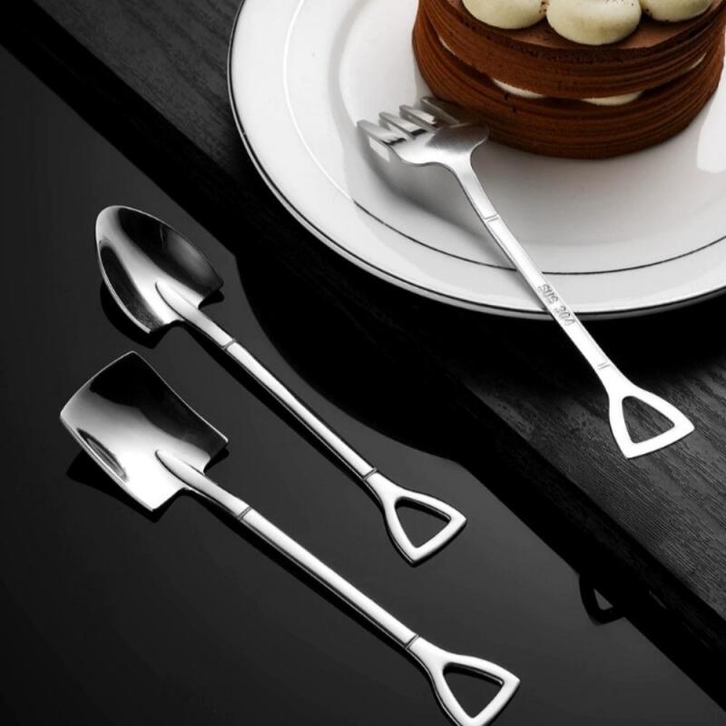 Jam Spoon Butter Cereal Dessert Sauce Mini Spoon AA0038 (01) Triangular shovel + square shovel + fork