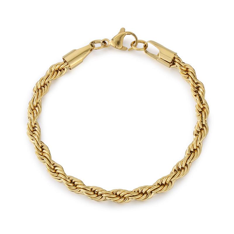 Twist Rope Bracelet, Popular Simple Gold Stainless Steel Twist Chain Men'S And Women'S Jewelry