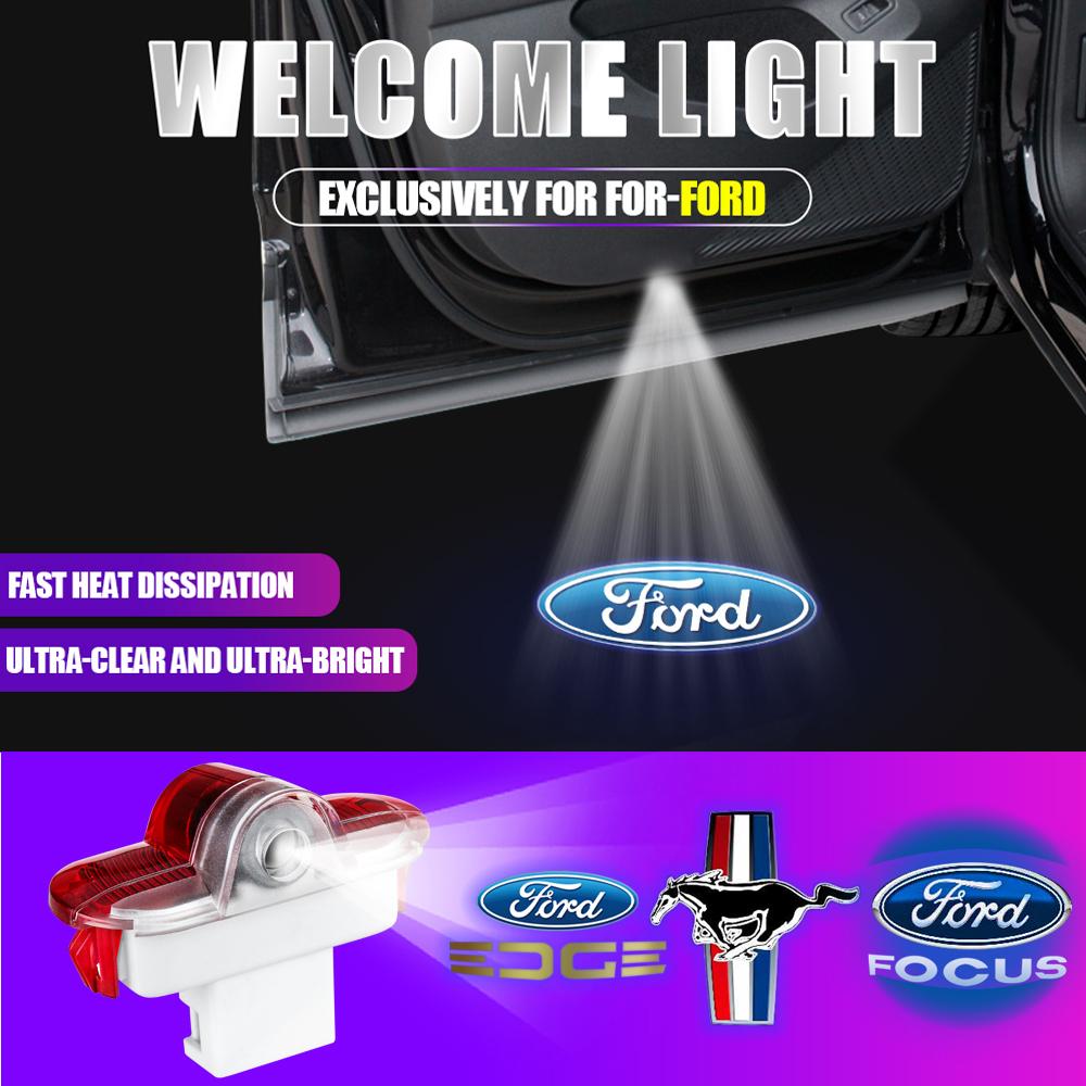 2PCS Car Welcome Light Door Side Projector Lamp Accessory For Ford Mondeo Fiesta Mustang FOCUS Kuga Fusion Max 2007-2008 Escape