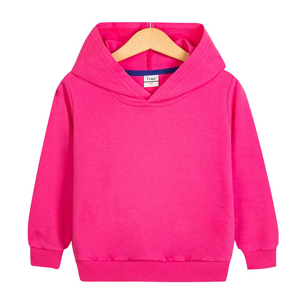 Autumn/Winter Solid Color Hooded Sweatshirt for Kids, Casual Top/Outerwear, Custom Patterns Available