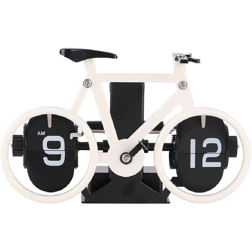 Desk Clock Bicycle Shape Flip Vintage Decor Clock for Desk Clock Flip Down Clock Novelty Desk Clock (Black)