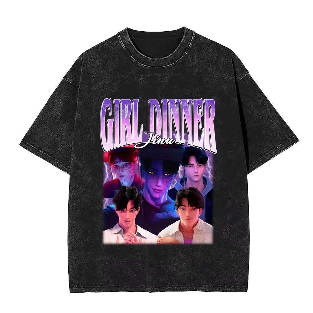 Film KPop Dämonenjäger Derpy Tiger Vintage Washed T-Shirt Herren Damen Cartoon Streetwear Herren Lustige Oversize T-Shirts