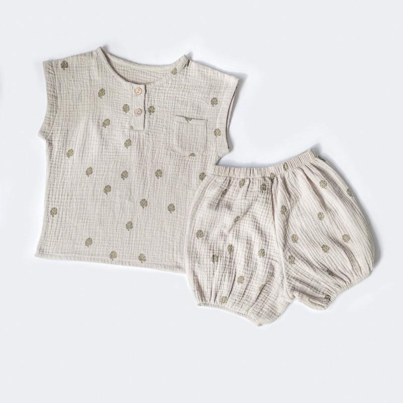 Soft Cotton Toddler Pajama Set Boys Girls Short Sleeve Sleepwear A-Grade Safe Thin Comfortable Home Outfit