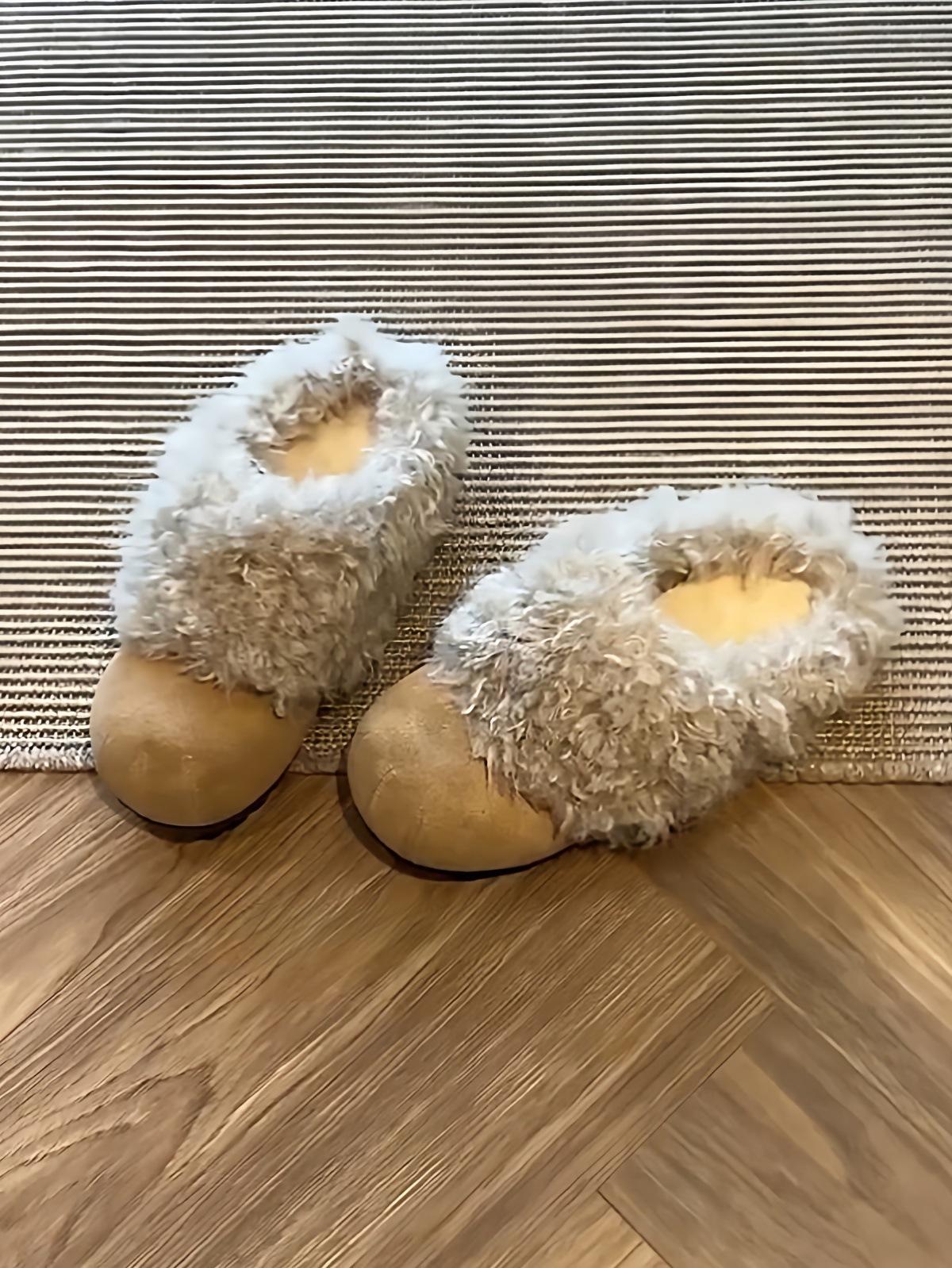 First Encounter Season Mao Mao Birkenstocks Women S Winter Velvet Warm Inner Heightening Bag Head Slippers Round Head One Pedal Cotton Shoes 35