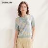Women's Mulberry Silk Blend Floral Print Short-Sleeve T-Shirt