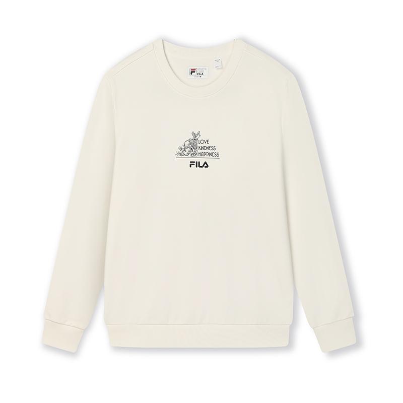 FILA Heritage Series Casual Simple Pullover Long Sleeve Sweatshirt Men sweatshirt Egrets-White F11M518209F-WT