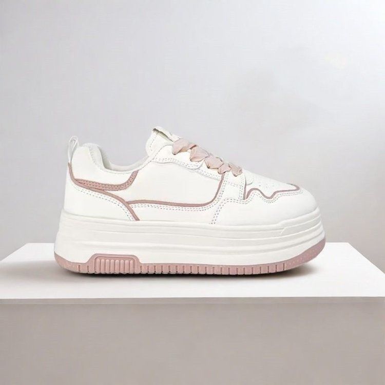 Kleine weiße Schuhe Damen 2025 neu hochwertig Puder FUFU Campus vielseitige Board-Schuhe atmungsaktiv dicke Sohle erhöhend lässige Damenschuhe