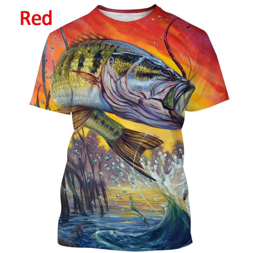 Summer Men's Short Sleeve 3D Printed Fish Hunting Pattern Design T-shirt Special T-shirt