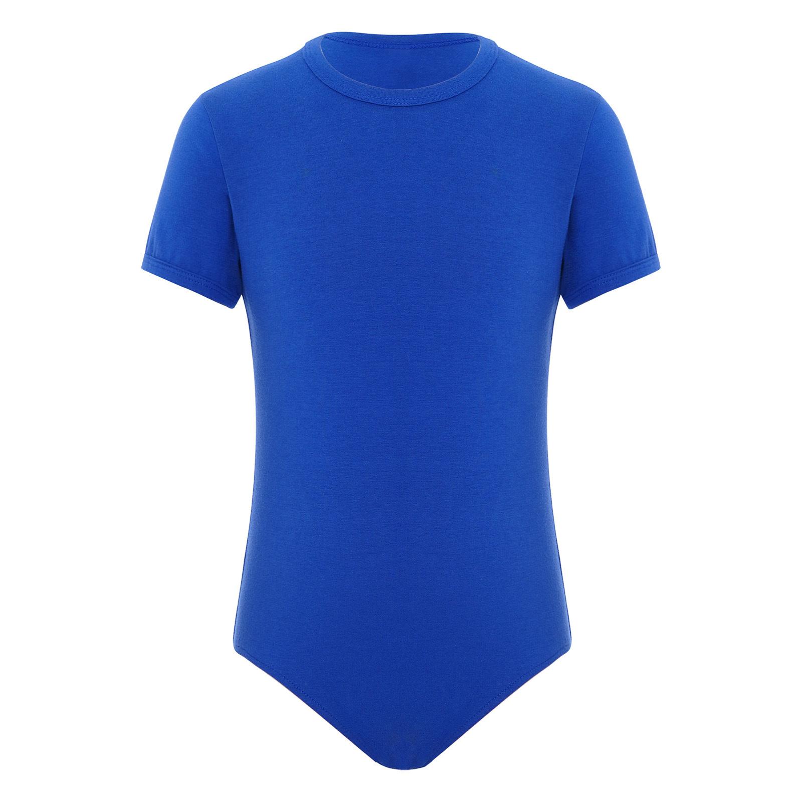 YONGHS Jongens Adaptieve Kleding Ronde Hals Korte Mouw Turnpakje Drukknopen Kruisontwerp Speciale Behoeften Outfit 9-10 Years blauw