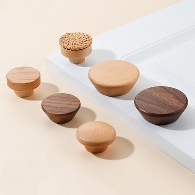 Nordische Houten Kastgreep Beuken Walnoot Enkel Gat Keukenkast Deurknoppen Garderobe Meubelbeslag Lade Trekgrepen