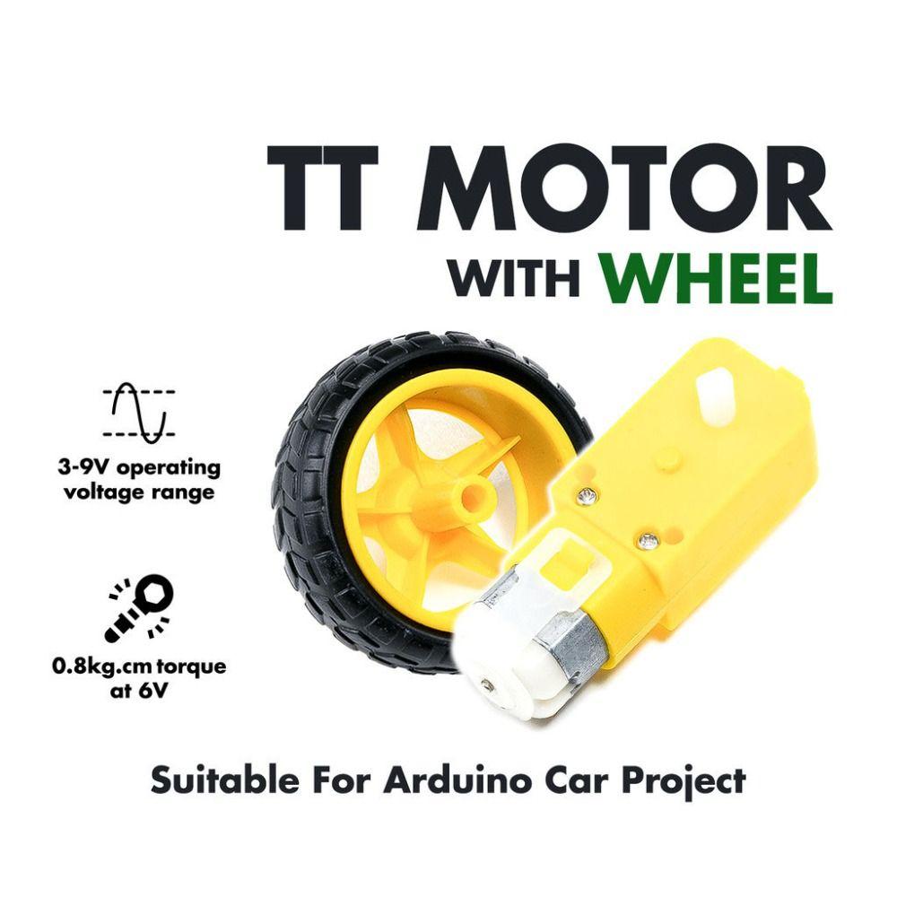 Magnetic DC Electric Motor Yellow Dual Shaft Gear Motor TT Motor Tire Wheel  Arduino Smart Car