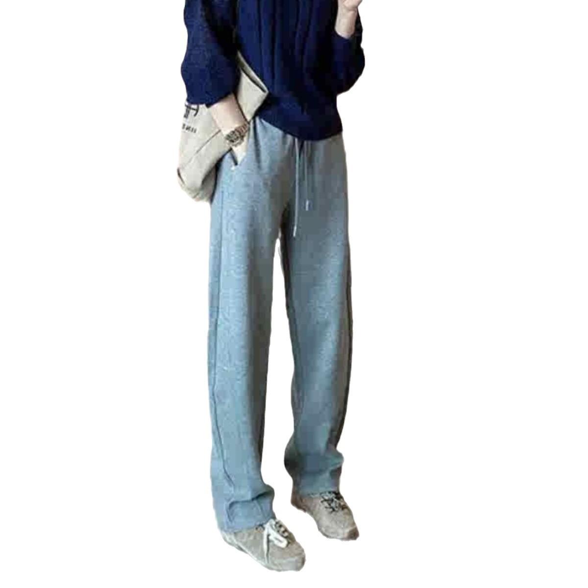 

Темно-синие спортивные брюки прямого кроя женские зимние новые с высокой посадкой маленькие широкие брюки XL