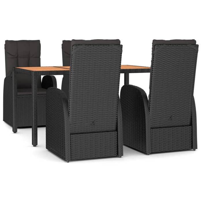 VidaXL Ensemble à manger de jardin coussins 5pcs Noir Résine tressée, ensemble de salle à manger, ensemble de salle à manger 3157600