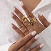 6Leaf and starfish stainless steel women's open ring setpcs Chain-style hollow ring set is a perfect choice for summer vacations and dates, an