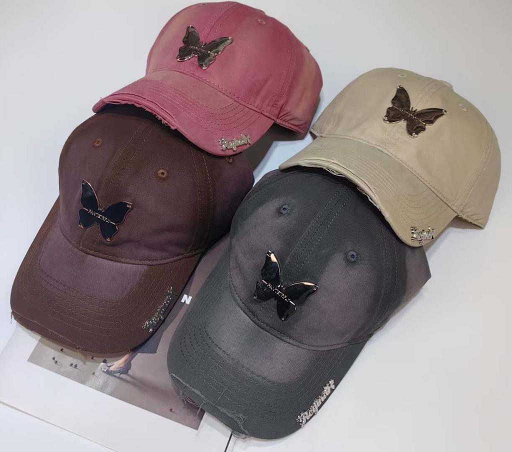 Ins Metal Butterfly Baseball Cap Men Women Soft Washed Cotton Snapback Hats Sun Visors Hip Hop Trucker Caps  Casquette