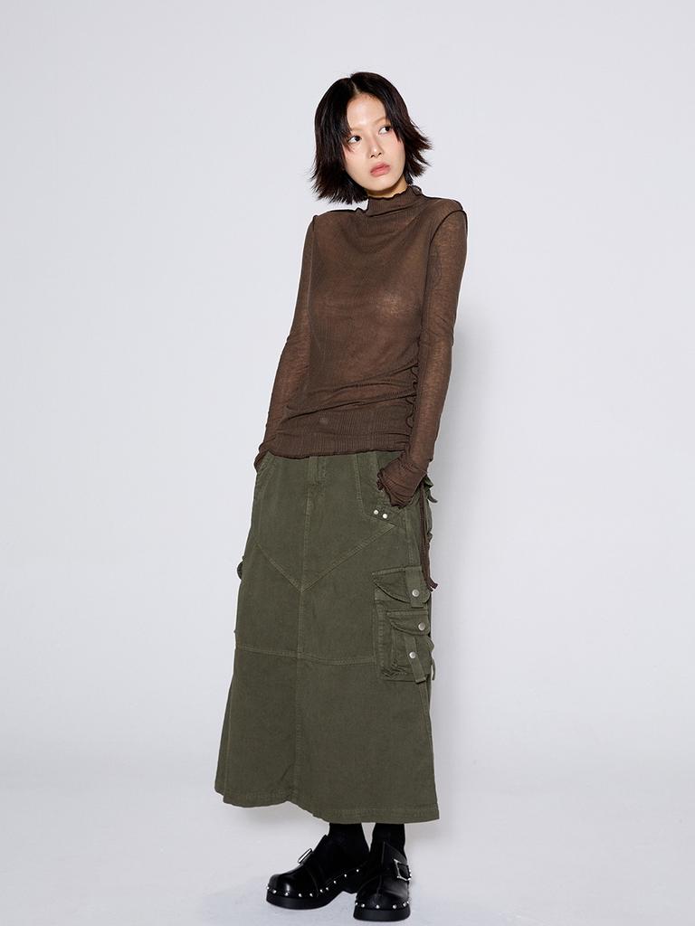 Callout New Year Washed Cargo Skirt / Khaki