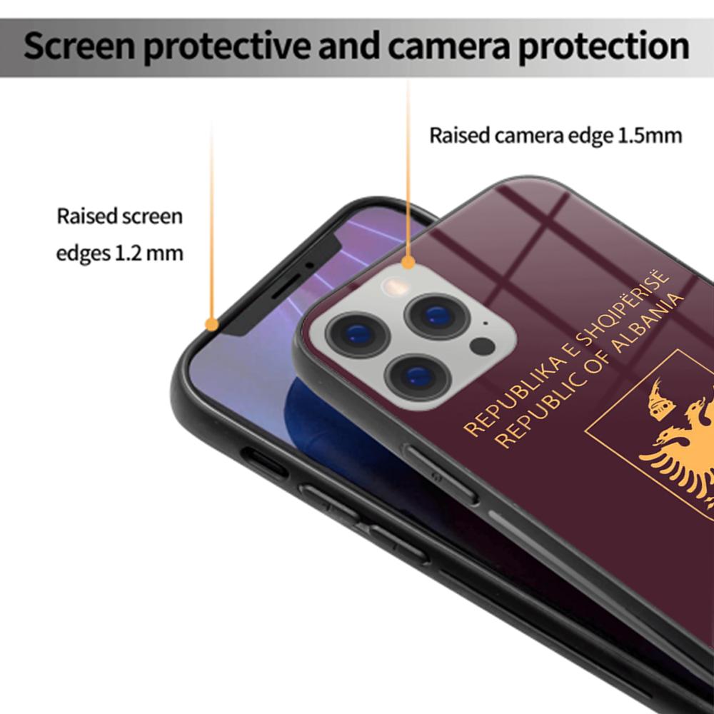 Per IPhone Albania Cassa Del Telefono Del Passaporto di Vetro Temperato 15 14 13 11 12 14 Pro XR XS MAX 8X7 Plus SE 13 14 Pro Mini Coperture