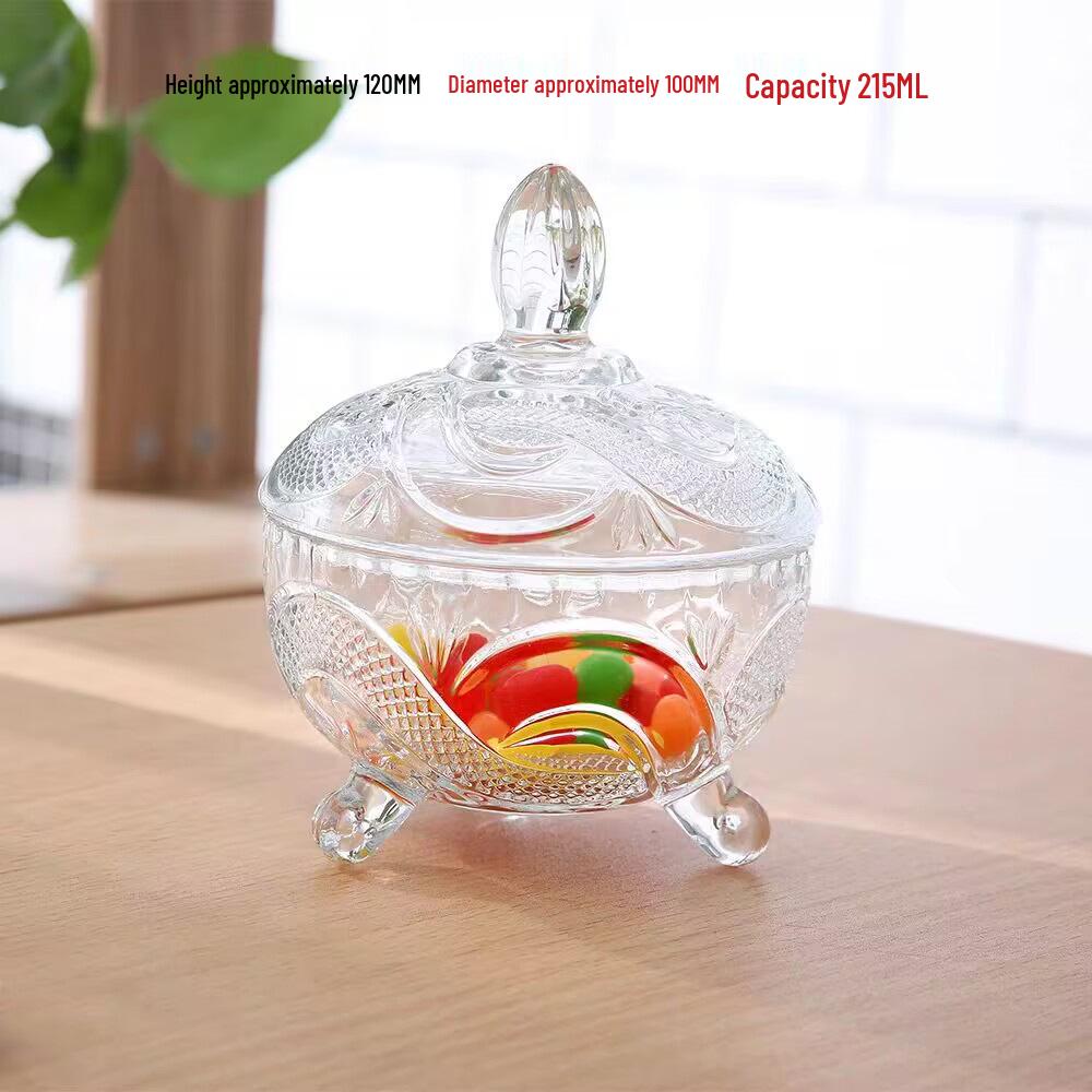 Yu Jing Glass Bird's Nest Dessert Bowl Set with Gold Rim - Heat Resistant and Transparent, Includes Lid
