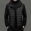 Men's Hooded Lightweight Down Jacket - Stylish Patchwork Short Coat for Fall and Winter Warmth