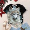 Nové dámské tričko s potiskem 3d Wolf Topy nadměrné velikosti Košile s kulatým výstřihem a krátkým rukávem Módní návrhářka Oblečení Madam Denní ležérní trička