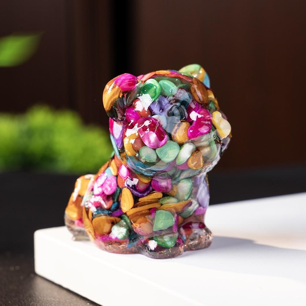 Resin Tiger Figurine Home Decor With Natural Crystal For Living Room Display