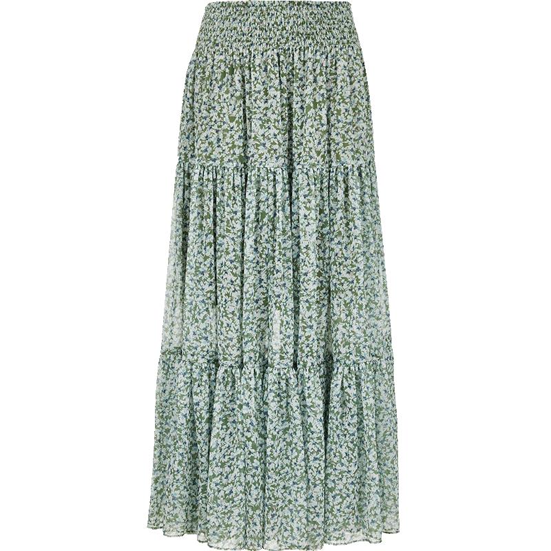 VEROMODA Floral Print High-Waist Midi Skirt