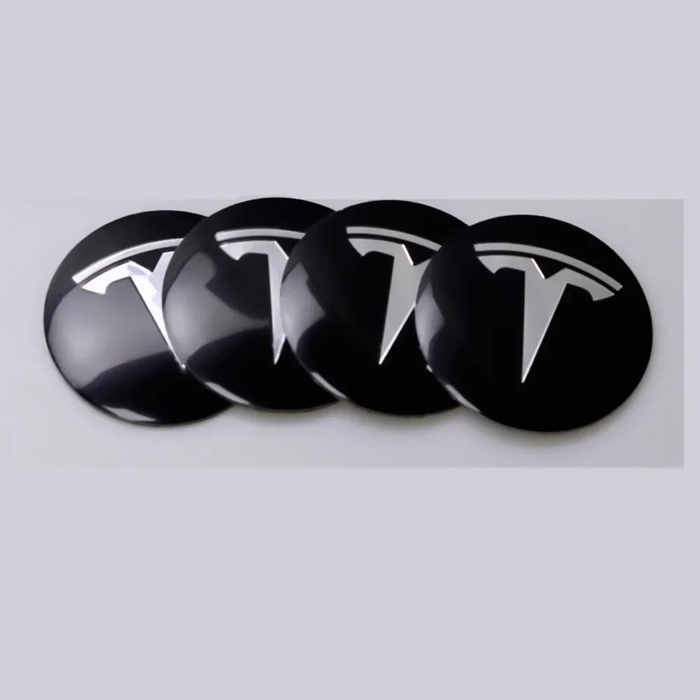 Autoaufkleber Tesla 4 Stück 56mm Tesla Radnabendeckel Mittelkappe Logo Hochwertiger Aufkleber für Tesla Model 3 Y S X Personalisierte Autoaufkleber