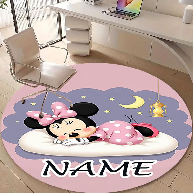 Personalized M-Minnie Round Chair Office Rug - Perfect for Mat, Office Chair & More - Ideal Gift for Birthdays and Holidays