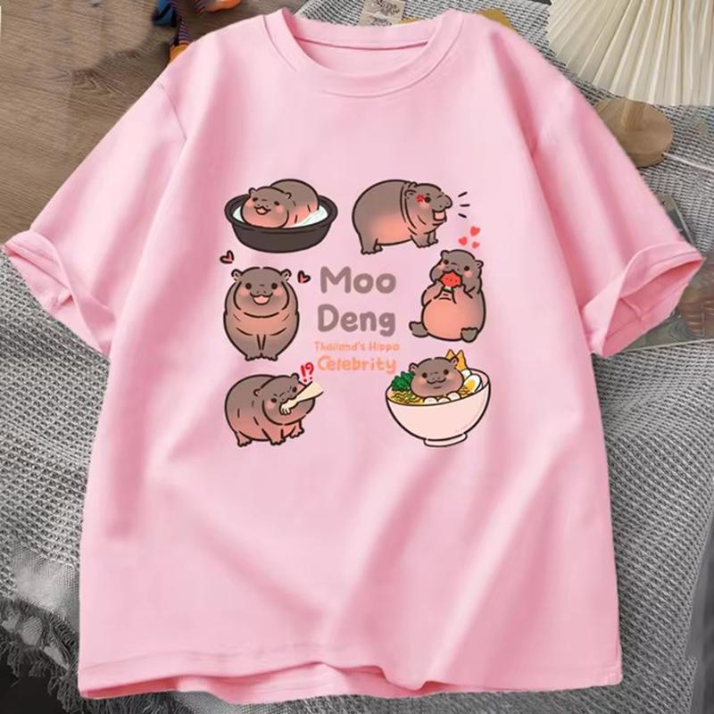 

Му Денг Прыгающая Свинка в Таиланде Малыш Гиппопотам Зоопарк Кхао Кхео Футболка Смешная Футболка Му Денг Мужская Футболка с Коротким Рукавом 4XL