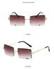 Elegant Gradient Womens Diamondcut Frameless Square Sunglasses