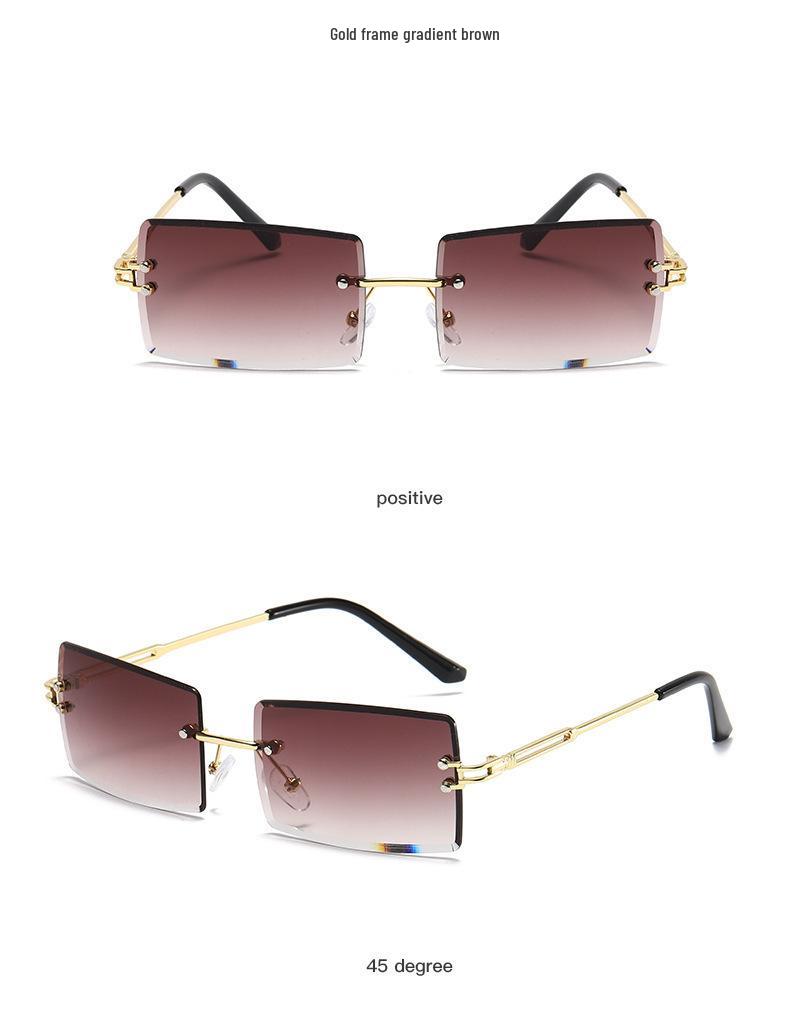 Elegant Gradient Womens Diamondcut Frameless Square Sunglasses