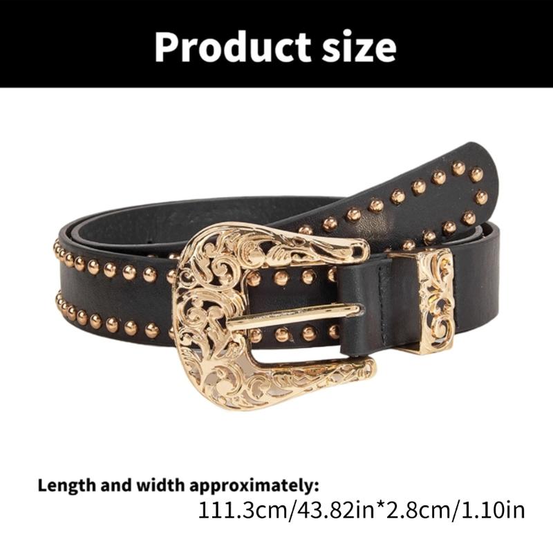 Pin Buckle Belt for Pants Rivet Studded Leopard Pattern Belt Subcultures Sweater Belt 2000s Hot Girl Belt Waist Accessory