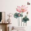 Vintage Lotus Flower Self Adhesive Wall Sticker for Living Room TV Background Bedroom Room Decor