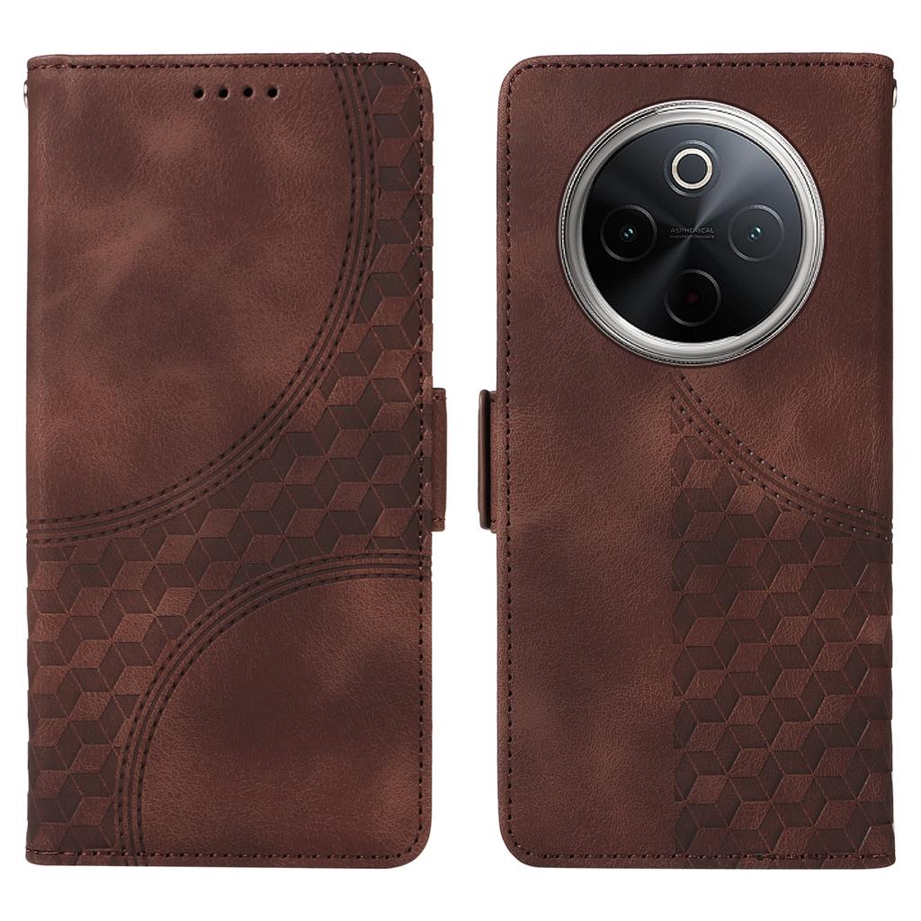 For Vivo Y300 Pro 5G Case PU Leather Phone Cover Rhombus Starry Imprinted