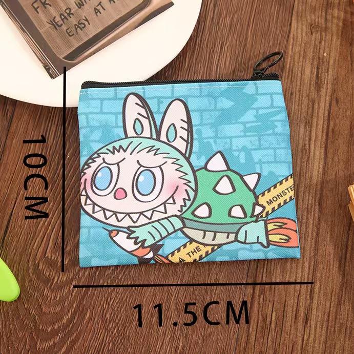 Portamonete Labubu mini borsa, porta carte per bambini, borsa portatile in PU per cuffie, piccola borsa portaoggetti da viaggio