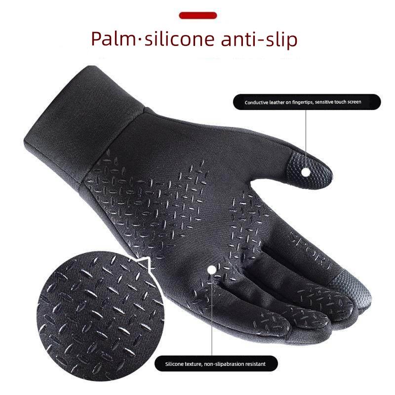 Men's Winter Warm Fleece-Lined Gloves for Cycling, Women's Windproof, Waterproof, Anti-Slip, Touch Screen, Electric Driving, Cold Protection