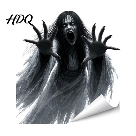 Creative Halloween Gift Ideas Ghost Skeleton Grim Reaper Static Window Clings Horror Break Through Removable Haunted House Decorations Glass Decals,