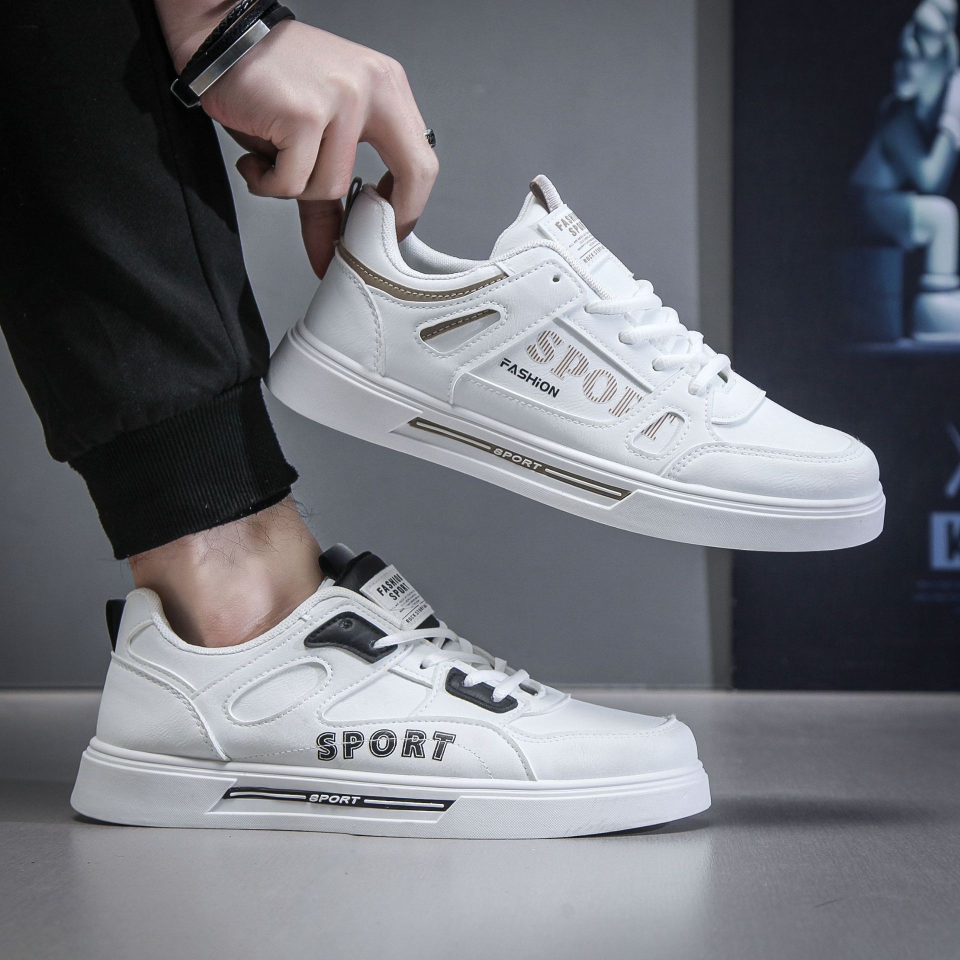 

Индивидуальные маленькие белые туфли, новые туфли, мужские модные летние мужские черные повседневные весенние корейские версии модных универсальных кроссовок 35