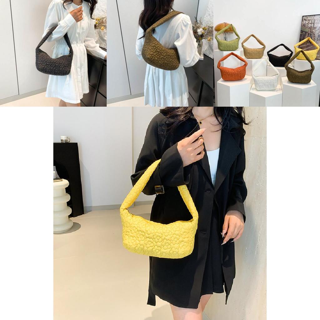 Charming Floral Ruched Tote Bag For Women 2024 Summer Sweet Versatile Shoulder Bag