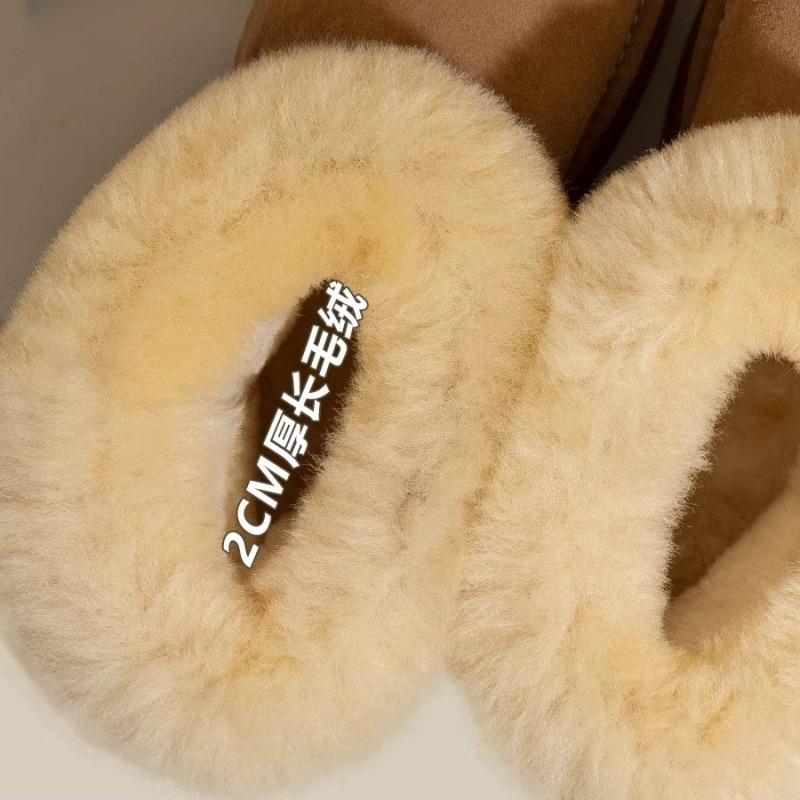 Warm flipped plush thick-soled medium tube snow boots for women to increase their height in the winter of 2025, new fluffy thickened cotton shoes