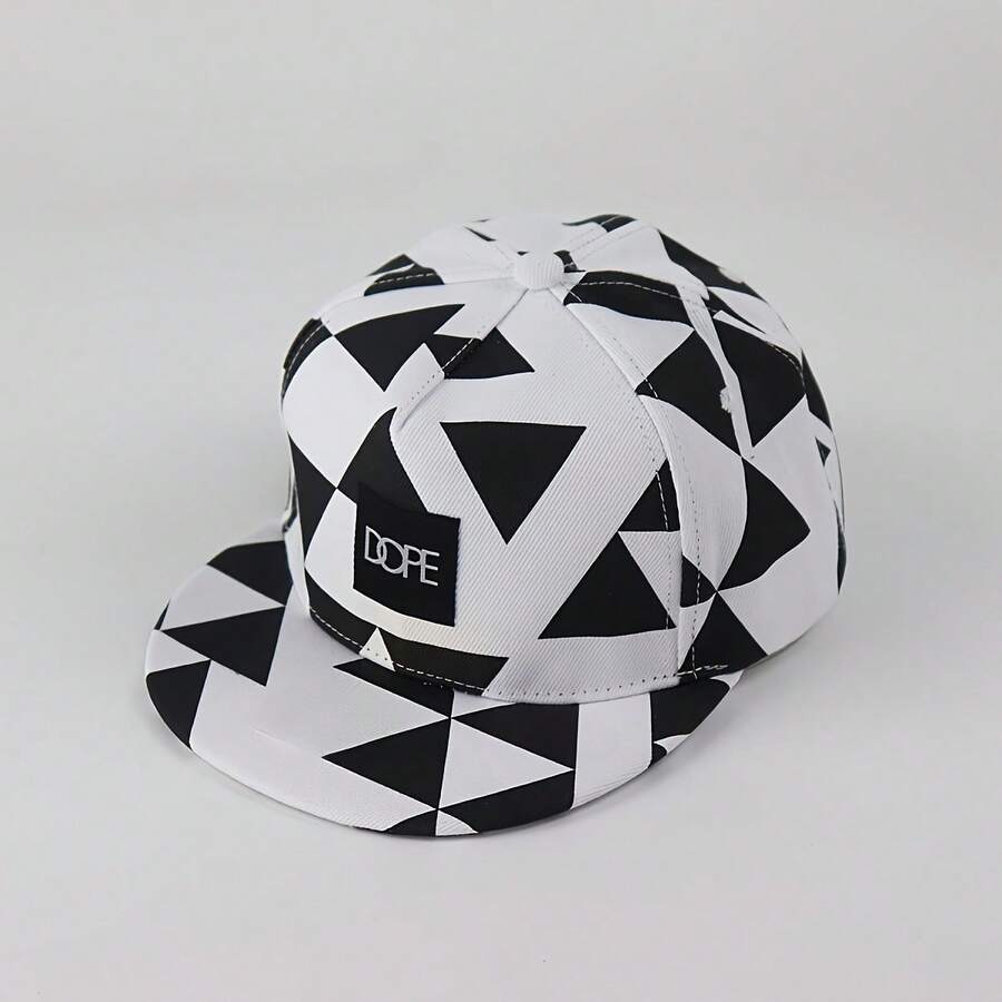 Geometric Triangle Print Flat Brim Baseball Cap Casual Streetwear Hat For Men And Women
