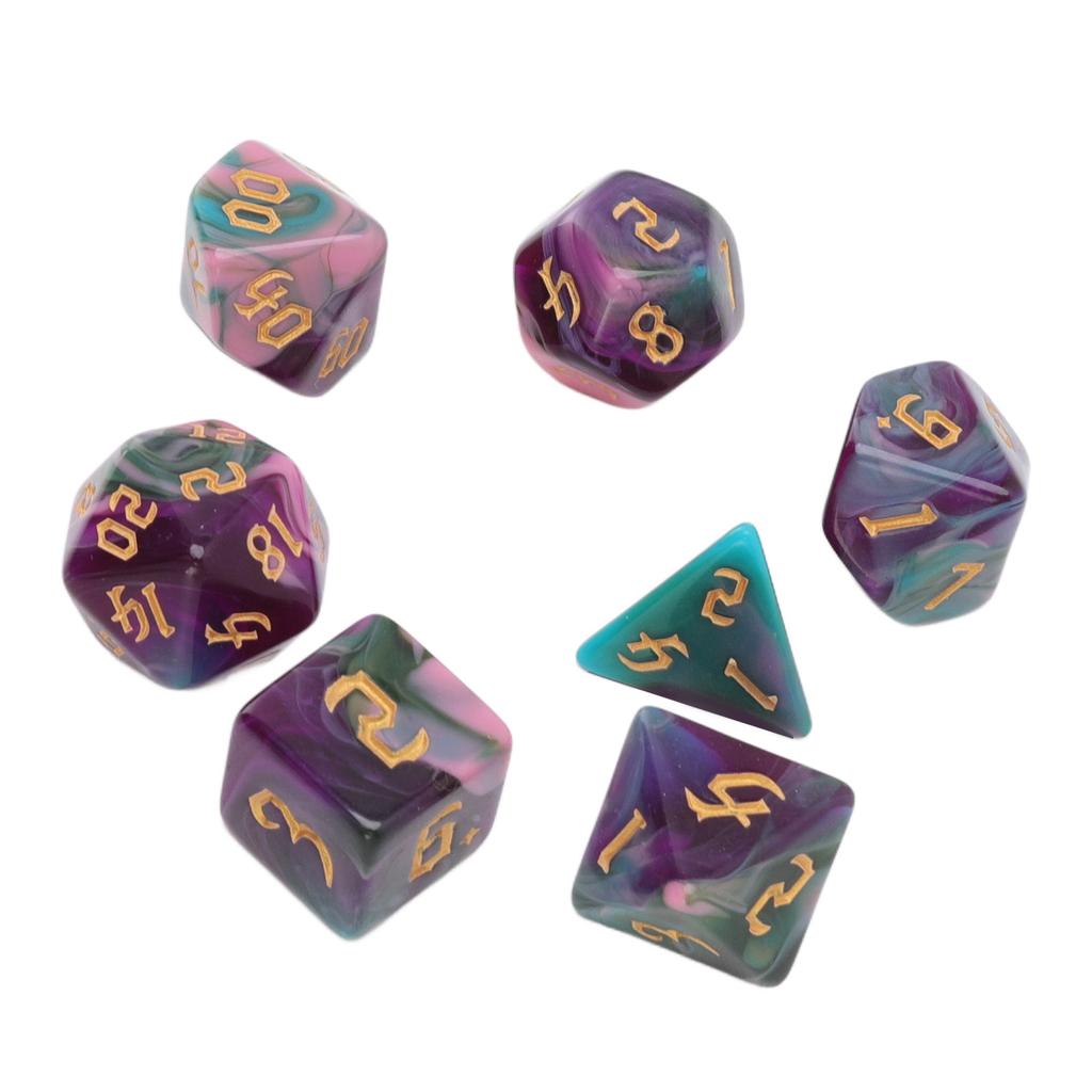 7 Die Dice Set Polyhedral Acrylic Dice Table Multi Color Gaming Dice for Board Role Playing Games