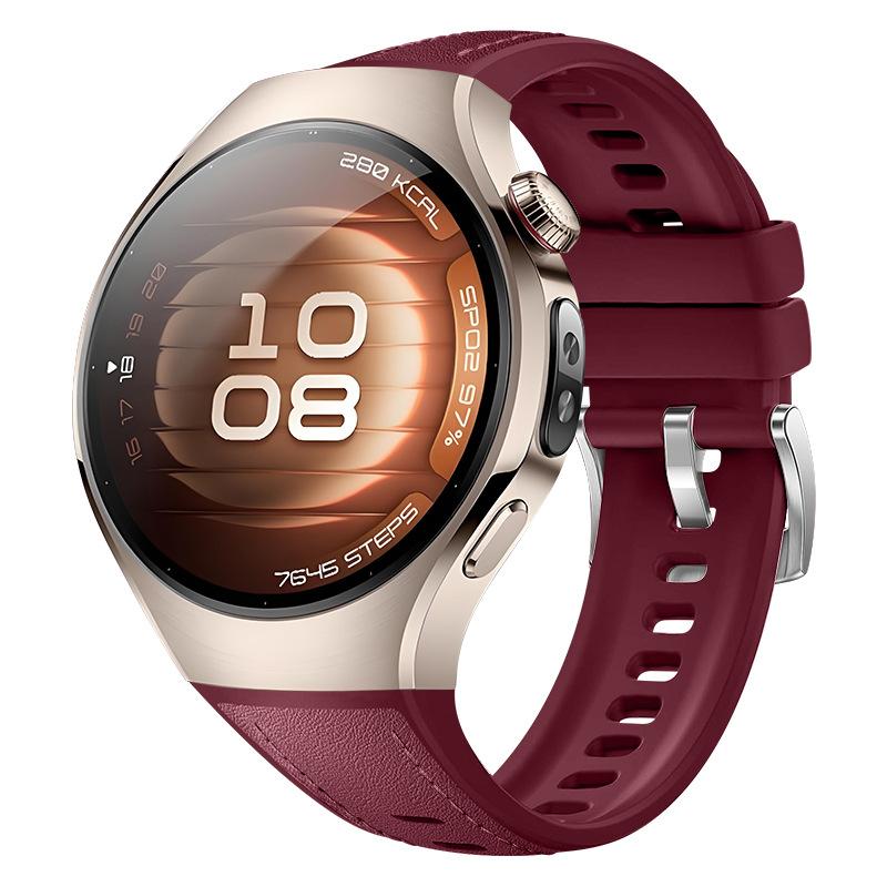 Leather and silicone composite strap for Huawei Watch 5 42mm