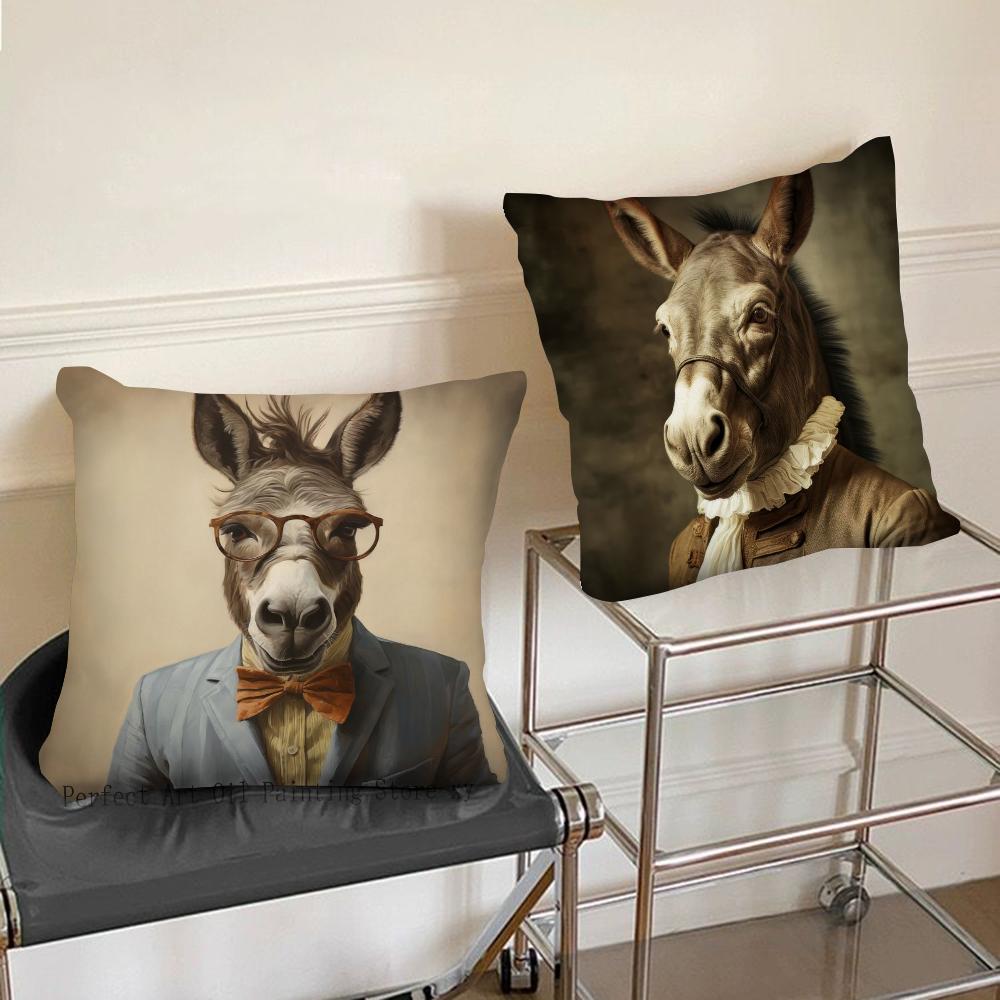 1 Stück Abstrakt Lustiges Tier Esel Kissenbezug Quadrat Schlafzimmer Sofa Freizeit Komfort Kissen Auto Wohnzimmer Heimdekoration