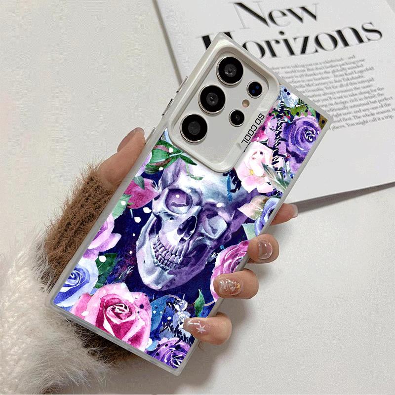 Floral Skull Flower Skeleton Shockproof Phone Case for Samsung Galaxy S26 Edge S25 Ultra S24 FE S23 Plus S21 Cover Anti Fall Fun