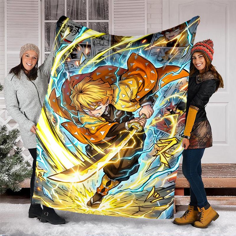 1pc Agatsuma Zenitsu (4) Theme Blanket - Digital Print, Polyester, Cozy for All Seasons, Perfect for Outdoor, and Travel