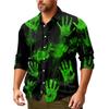 Camicia da uomo a maniche lunghe con bottoni, vestibilità ampia, casual, a tema Halloween, stampa, tessuto comodo e leggero