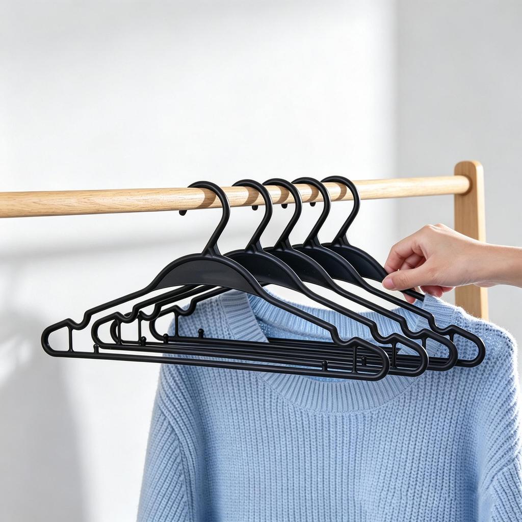 Non-Slip Black Plastic Clothes Hanger for Home Use - Durable and Thickened