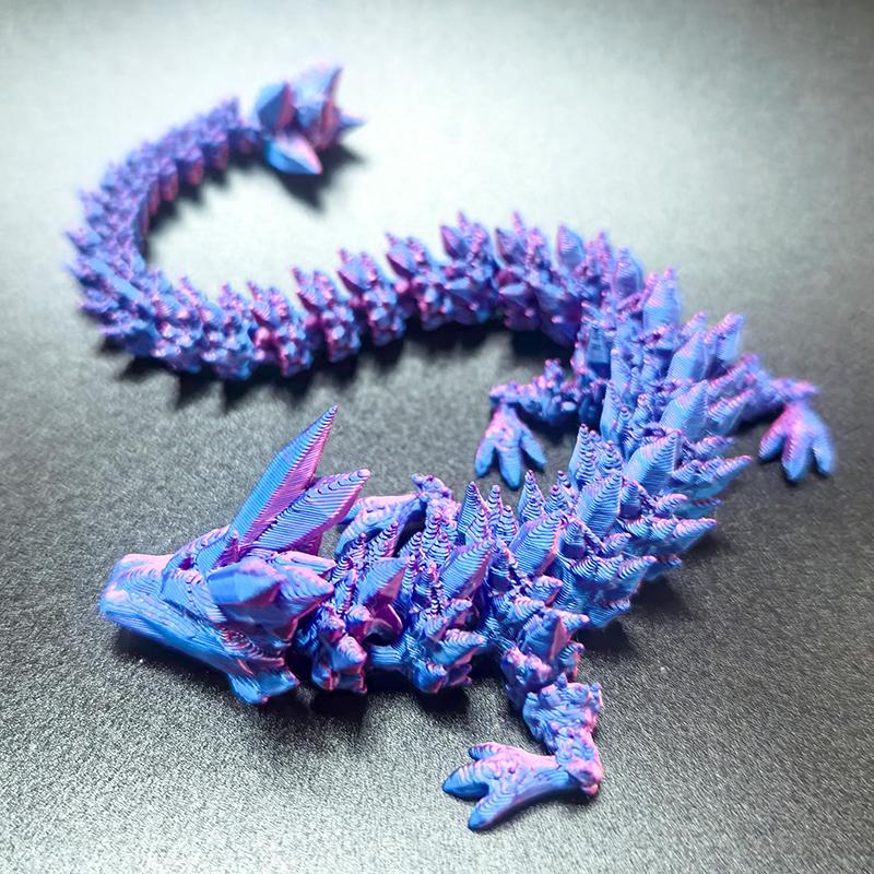 3D Printed Gem Dragon Glow In The Dark Rotatable Articulated Dragons Crystal Figures Action Toy Desktop Ornament Birthday Gifts