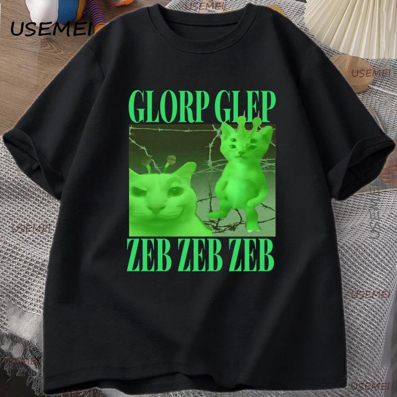 

Green Alien Cat T Shirt Men Women Cat Meme Tee Silly Cute T-Shirt Cotton Short Sleeve Casual Round Neck Tshirt Streetwear - M... S разноцветный